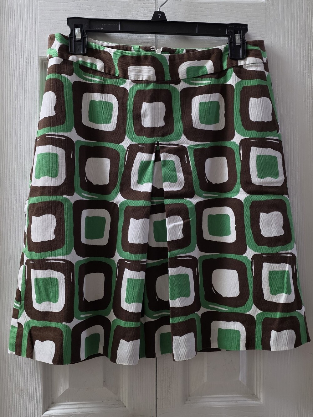 Banana Republic Women's Green/Brown/White Geometric A-Line Knee Skirt Size 6